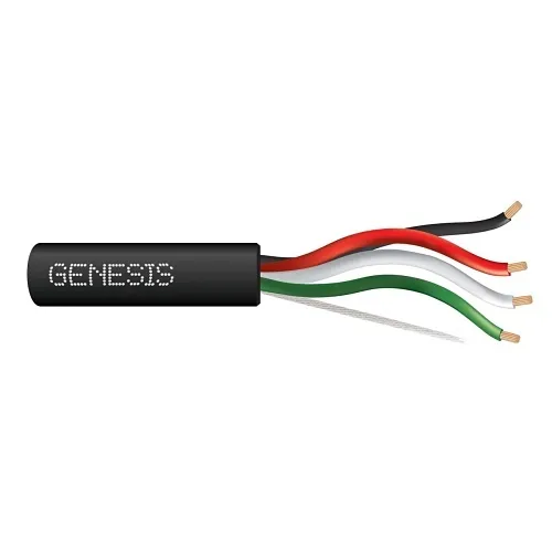 Genesis 52515508 16/4 Stranded Unshielded Speaker Cable, Riser, CMR, FT4, 500' (152.4 m) Pull Box, Black