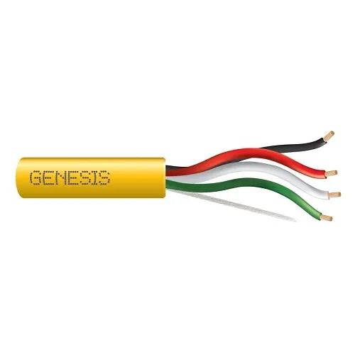 Genesis 52535002 14/4 Stranded Unshielded Speaker Cable, Riser, CMR, FT4, 500' (152.4 m) Reel, Yellow