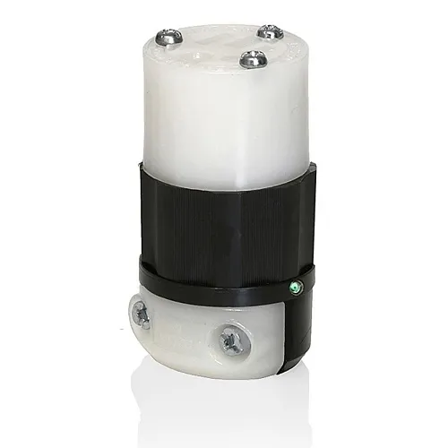 Leviton 5269-PLC 5-15R Straight Blade Connector, Industrial Grade, Black and White