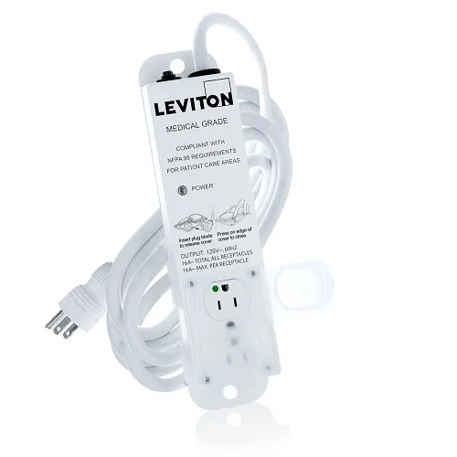 Leviton 5302M-1N5 Medical Grade Power Strip, 15A, 15'