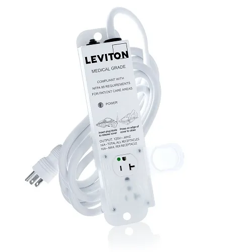 Leviton 5302M-2N5 Medical Grade Power Strip, 20A, 15'