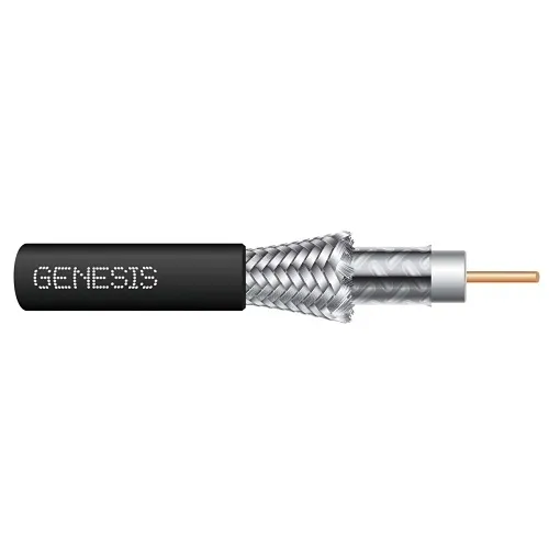 Genesis 53031108 RG6 CCS 75 Ohm Coaxial with Dual-Shield Cable, Riser, CATVR, FT4, 1000' (304.8 m) Pull Box, Black