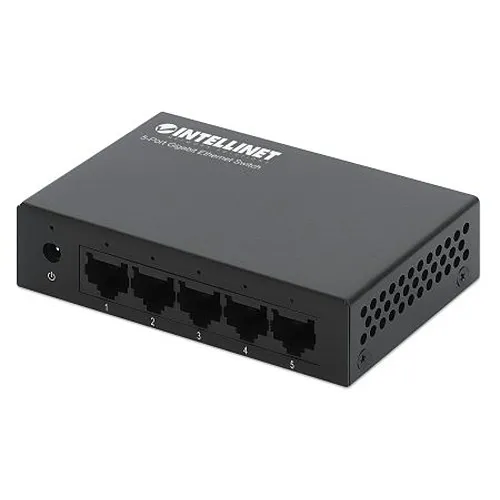 Intellinet 530378 5-Port Gigabit Ethernet Switch Metal, Desktop Size, IEEE 802.3az (Energy Efficient Ethernet), Metal Housing