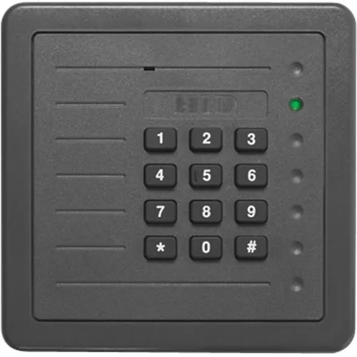 HID 5355AGK00 ProxPro 125 kHz Wall Switch Keypad Proximity Reader with Wiegand Output, Buffer One Key, No Parity, 4-Bit Message, Gray