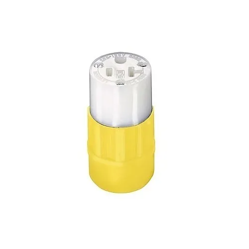 Leviton 5369-CY Connector, 20A 125V 2-Pole 3-Wire, Yellow