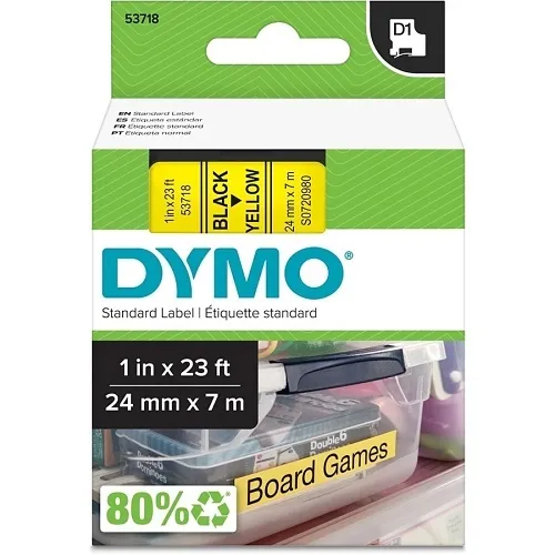 DYMO 53718 Label Maker, 1-Inch Black and Yellow Tape for Marking and Safety Applications