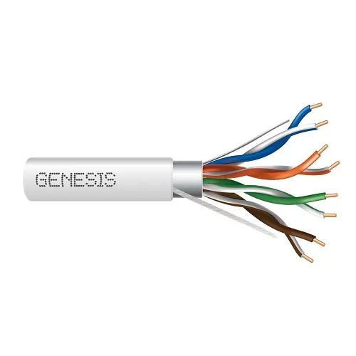 Genesis 53881001 24/4-Pair Cat 5e Shielded (F/UTP) Networking Cable, Plenum, CMP, FT6, 1000' (304.8 m) Reel, White