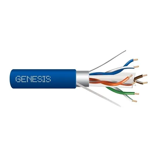 Genesis 53921006 23/4-Pair Cat 6 Plus Shielded (F/UTP) Networking Cable, Plenum, CMP, FT6, 1000' (304.8 m) Reel, Blue