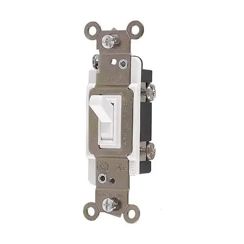 Jasco 54172 GE 3-Way Grounding Toggle Switch, 15 120V, White