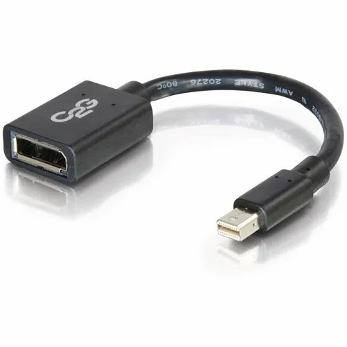 Ortronics 54303 Mini Display Port Male to Display Port Female, 6", Black