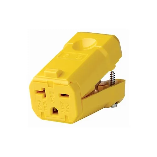 Leviton 5459-VY Straight Blade Connector, Industrial Grade, 20A 250V, Yellow