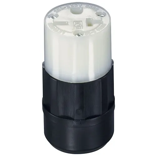 Leviton 5469-C Straight Blade Connector, Industrial Grade, 20A, 250V,  Black and White