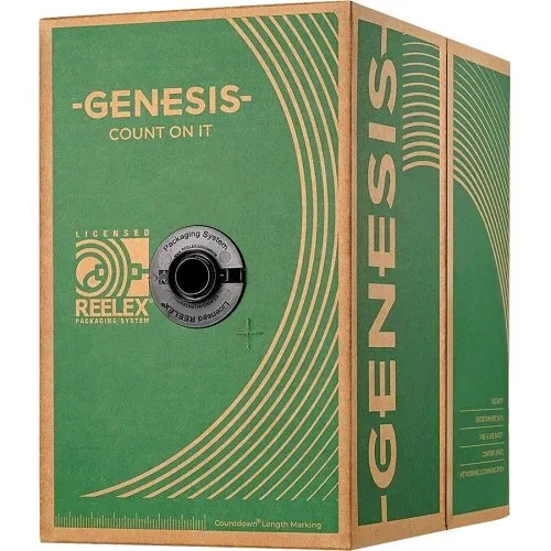 Genesis 54745508 16/4 Stranded Riser Audacious Speaker Cable, 500' (152.4m) REELEX Pull Box, Black