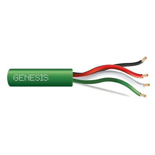 Genesis 54766105 14/4 (105-Strand Oxygen-Free Copper) Audacious Unshielded Speaker Cable, Riser, CMR, FT4, 500' (152.4 m) Reel-in-a-Box, Green