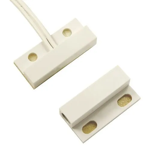 GRI 55F-12-W Miniature Surface Mount Switch Set, 1/2" Standard Gap, 10W, 200VDC, 0.50A, Closed Loop, N/O, and 12" 22AWG Leads, White