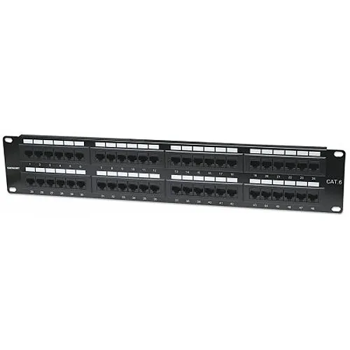 Intellinet 560283 CAT6 Patch Panel, 48-Port, UTP, 2U, Black