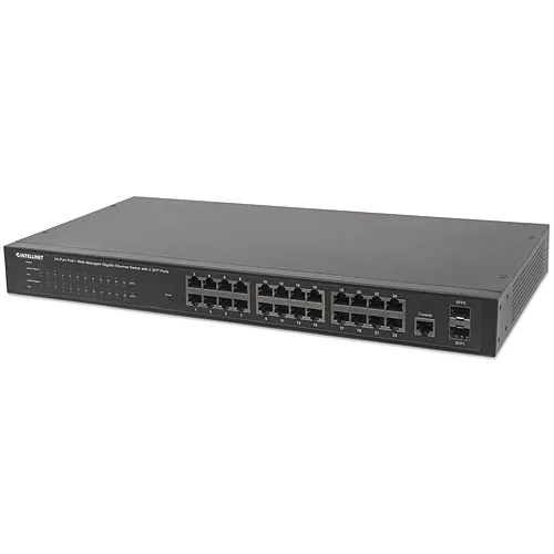 Intellinet 560559 24-Port Gigabit Ethernet PoE+ Web-Managed Switch with 2 SFP Ports