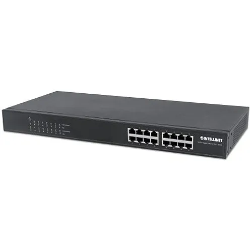 Intellinet 560993 16-Port Gigabit PoE+ 220W Switch, 16xPoE Ports, IEEE 802.3at/af Power over Ethernet (PoE+/PoE), Endspan, Rackmount