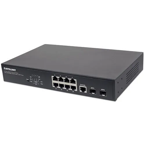 Intellinet 561167 8-Port Gigabit POE+ Switch with 2 SFP Combo Port