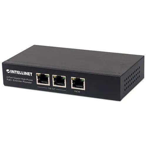 Intellinet 561266 2-Port Gigabit High-Power POE+ Extender Repeater
