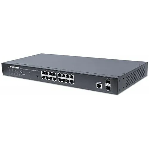 Intellinet 561341 16-Port Gigabit Ethernet PoE+ Web-Managed Switch with SFP Ports,IEEE 802.3at/af PoE+ / PoE Compliant, 220W, Self-Healing Network, Endspan, 19" Rackmount