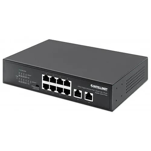 Intellinet 561402 8-Port Gigabit Ethernet PoE+ Switch with RJ45 Gigabit Uplink Ports, IEEE 802.3at/af PoE+ / PoE Compliant, 120W, Self-Healing Network, Endspan, Desktop