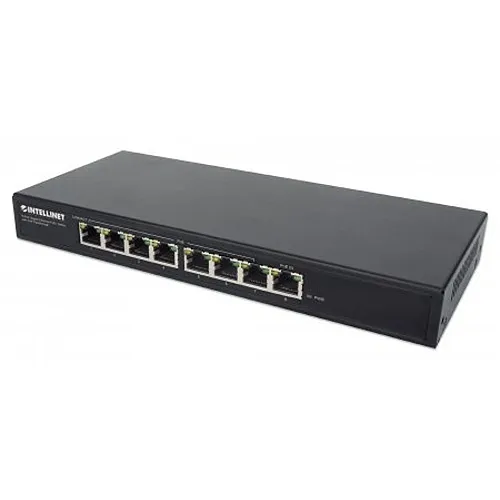 Intellinet 561679 PoE-Powered 8-Port Gig PoE+ Switch with PoE Passthrough, 1 IEEE 802.3bt (PoE++/4PPoE) PD PoE Port with 90W Power Input, 7-Port PoE, Power Budget up to 85W, IEEE 802.3at/af Compliant