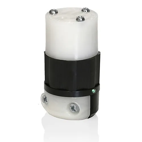 Leviton 5669-PLC Straight Blade Connector, Industrial Grade, 15A, 250V, Black-White
