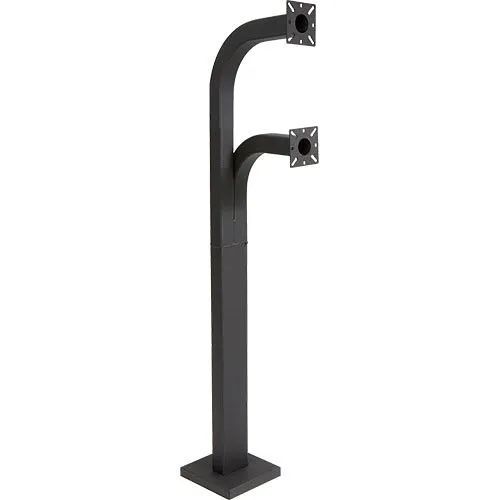 Pedestal Pro 58-9C-D 58" Dual Head, Gooseneck Pedestal, Double Channel, 58" and 42" Neck Heights, 12" Neck Reach, Black Powder Coated