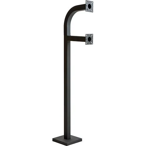 Pedestal Pro 58-9C-DSP 58" Dual Head, Gooseneck Pedestal, Single Channel, 58" and 42" Neck Heights, 12" Neck Reach, Black Powder Coated