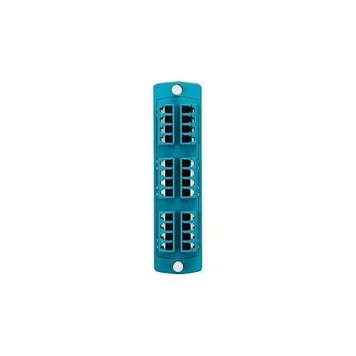 Leviton 5F100-4QL SDX Precision Molded Plate, 50/125um Multimode Laser Optimized OM3/4, Quad LC, 24 fibers, Zirconia Ceramic Sleeve, Blue