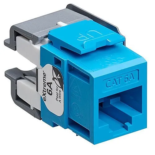 Leviton 6110G-RL6 eXtreme CAT6A QuickPort Jack, Channel-Rated, Blue