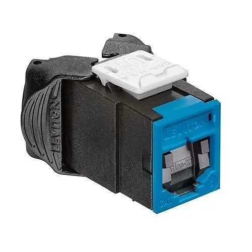 Leviton 61UJK-SL6 ATLAS-X1 CAT6 QUICKPORT Jack with Shutters, UTP, Blue