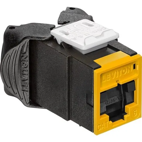 Leviton 61UJK-SY6 Atlas-X1 CAT6 UTP QuickPort Jack with Shutters, Yellow