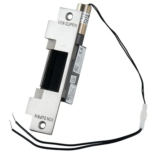 Von Duprin 6212 6200 Series 12V US32D Fire-Rated Electric Strike for Cylindrical or Mortise Locks on Single Doors, Hollow Metal or Aluminum Frame, Satin Stainless-Steel Finish