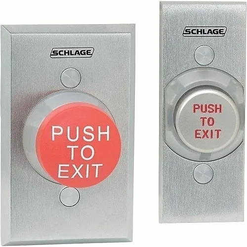 Schlage 623RD Mushroom Button, Single Gang, Push to Exit, 1-5/8", Red