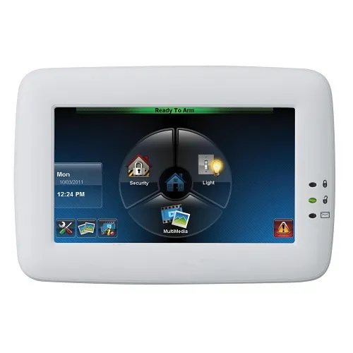 Honeywell Home 6280W Security Keypad with Voice, Color Graphic, Touchscreen, White