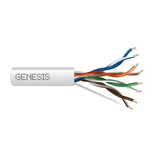 Genesis 63612101 23/4-Pair CAT6 Unshielded (U/UTP) Networking Cable, Plenum, CMP, FT6, 1000' (304.8m) Reel-in-a-Box, White