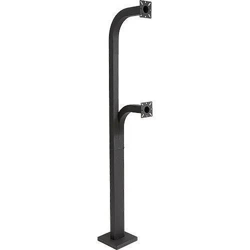 Pedestal Pro 64-9C-D 64" and 42" Black Steel Dual Height Gooseneck Pedestal with Rectangle Tube (Pad Mount)