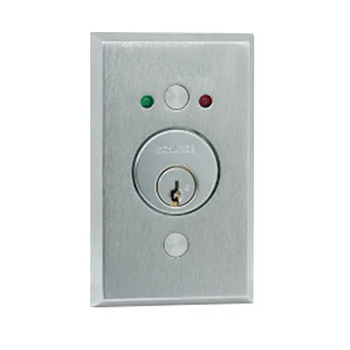 Schlage 653-04 630 L2 650 Series Key Switches, SPDT Maintained Single Direction with LEDs (Red/Green), Dual Voltage 12/24V DC, Satin Stainless Steel