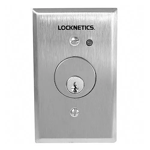 Locknetics 653-05 650 Series Key Switch, SPDT Momentary Single Direction, Anti Tamper with Cylinder Keyed alike and LEDs, Satin Finish