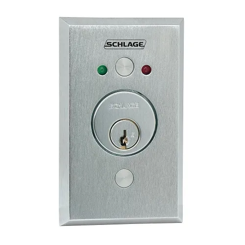 Schlage 653-141 L2 SF-626 653 Key Switch, DPDT- Counter Clockwise Maintained, LEDs, Red and Green, Key Remove One Position, Satin Chrome