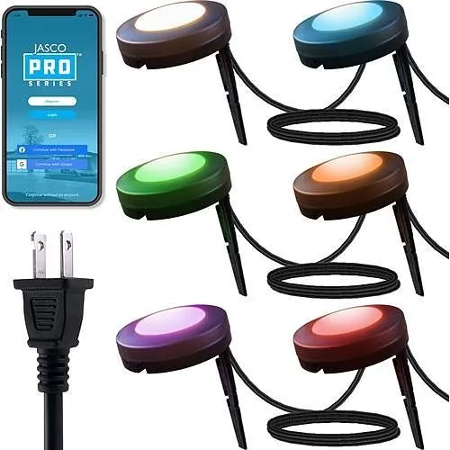 Jasco 66872 Pro Series Wi-Fi LED Large Landscape Lights, 12-Pucks