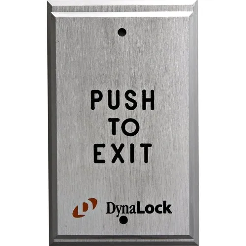 DynaLock 6700 Series Single Gang Push Plate, Solid Aluminum with Engraved "Push to Exit", 1-60 Sec. PTD, Form Z