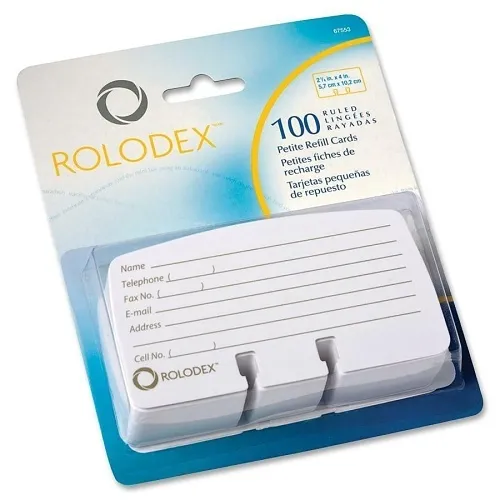 Rolodex 67553 Petite Refill Cards, 100-Pack