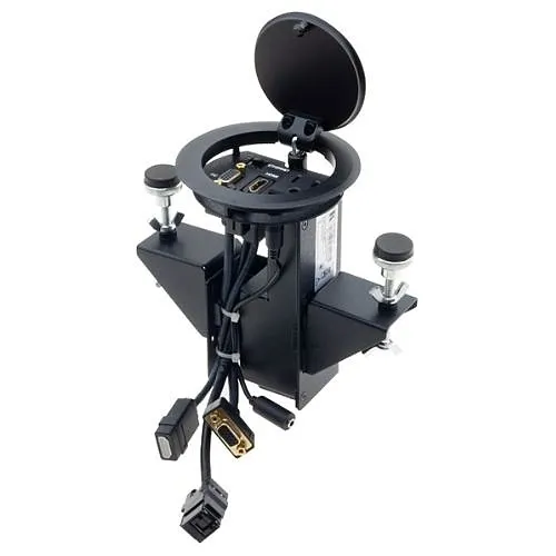 Kramer AV RTBUS-11(B) Round Audio/Video and Power Pop Up Table Box, Black