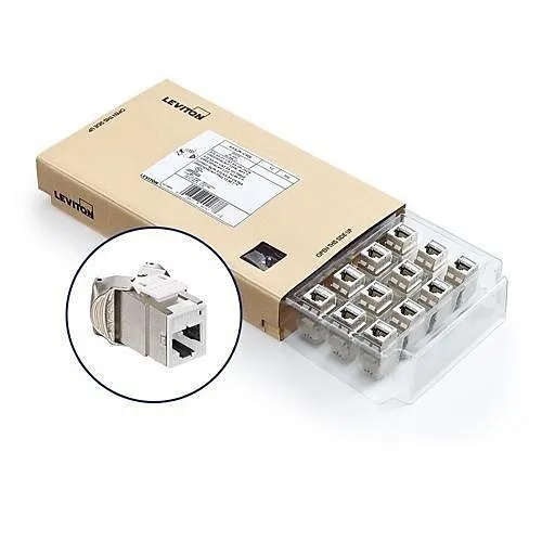 Leviton 6ASJK-CW6 ATLAS-X1 CAT6A Shielded QuickPort Jack, GreenPack 12-Pack, White