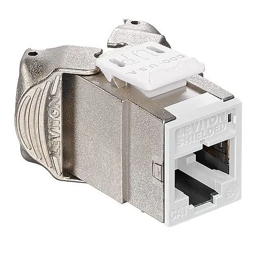 Leviton 6ASJK-RW6 Atlas-X1 CAT6A Shielded QuickPort Jack, Component-Rated, White