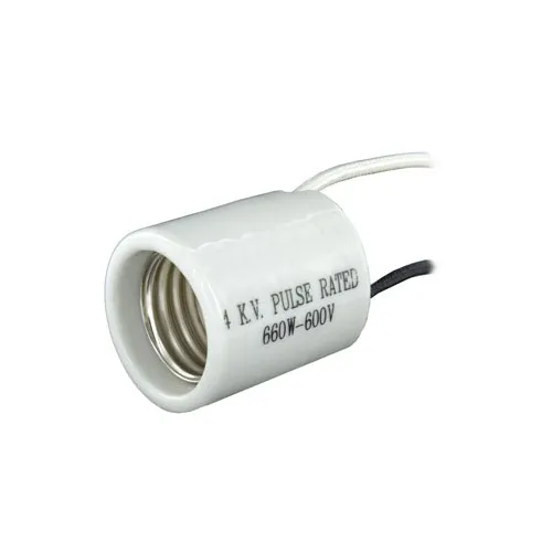 Leviton 70046 Medium Base HID Porcelain Lampholder, Keyless, One-Piece, Glazed, Single Circuit, Side Wired, 4KV Pulse Rated, For HID and Incandescent Lamps, White