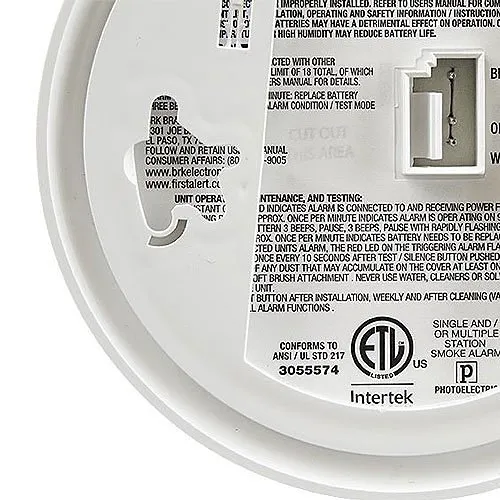 BRK 7010B Hardwired 120VAC/DC Photoelectric Smoke Alarm